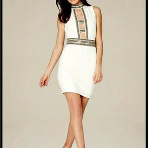 Bebe Women’s Dress White Size: 10 Embellished.